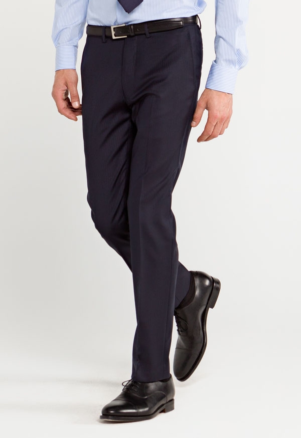Dark Blue Herringbone Wool...