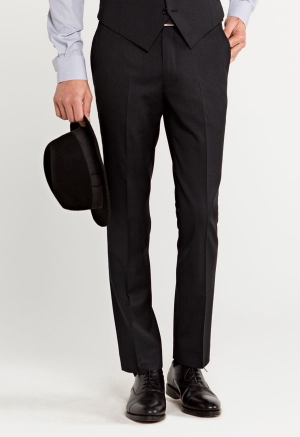 Pantalón Negro de Espiga de...