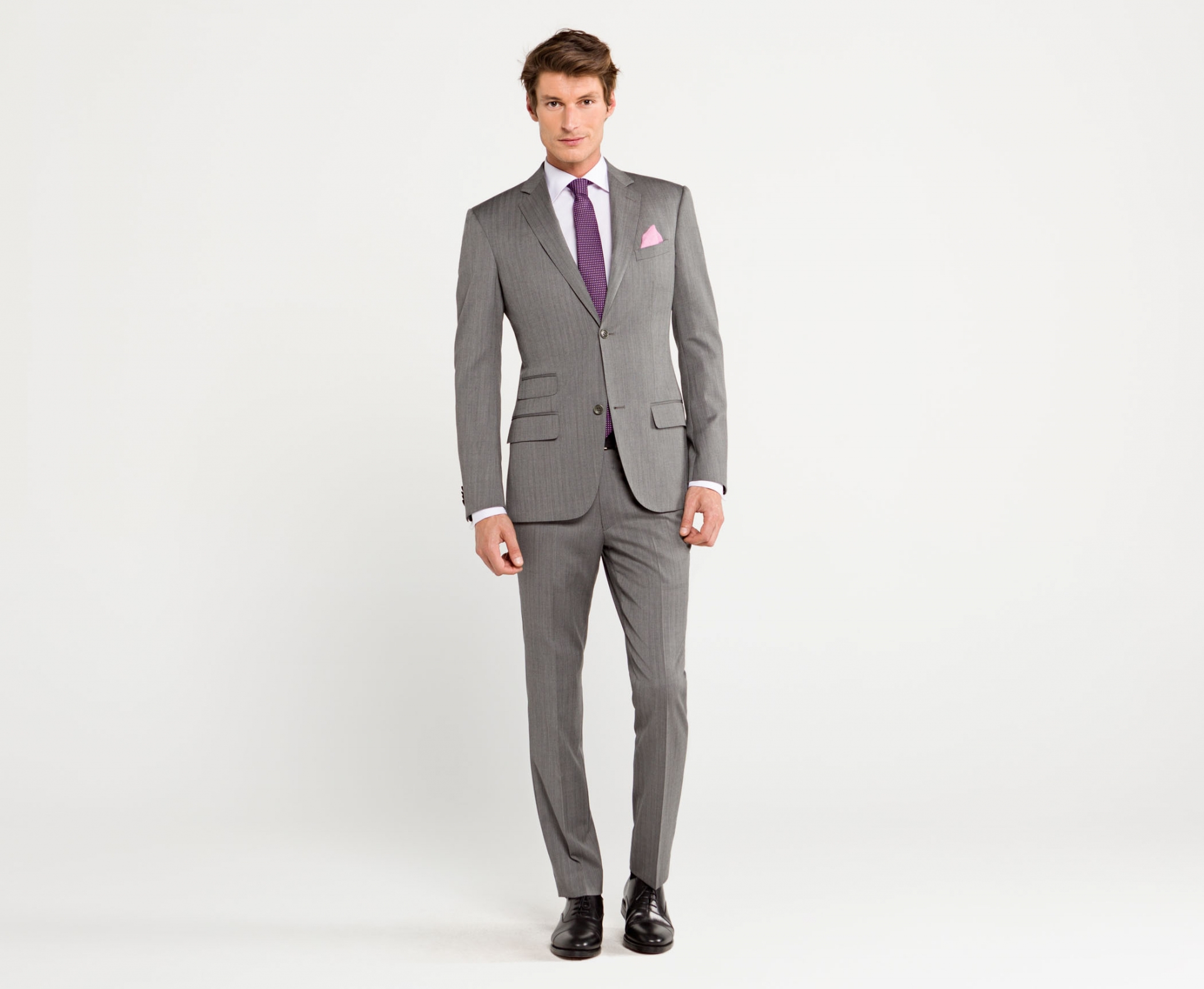 Monti | Suit Wool Tailored Herringbone Grey Mansolutely Light