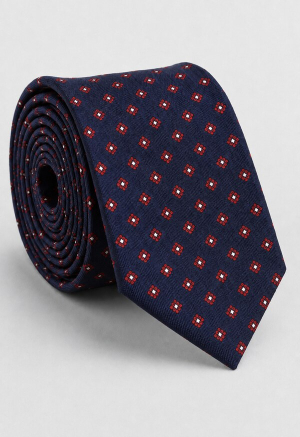 Navy Blue Floral Silk Tie