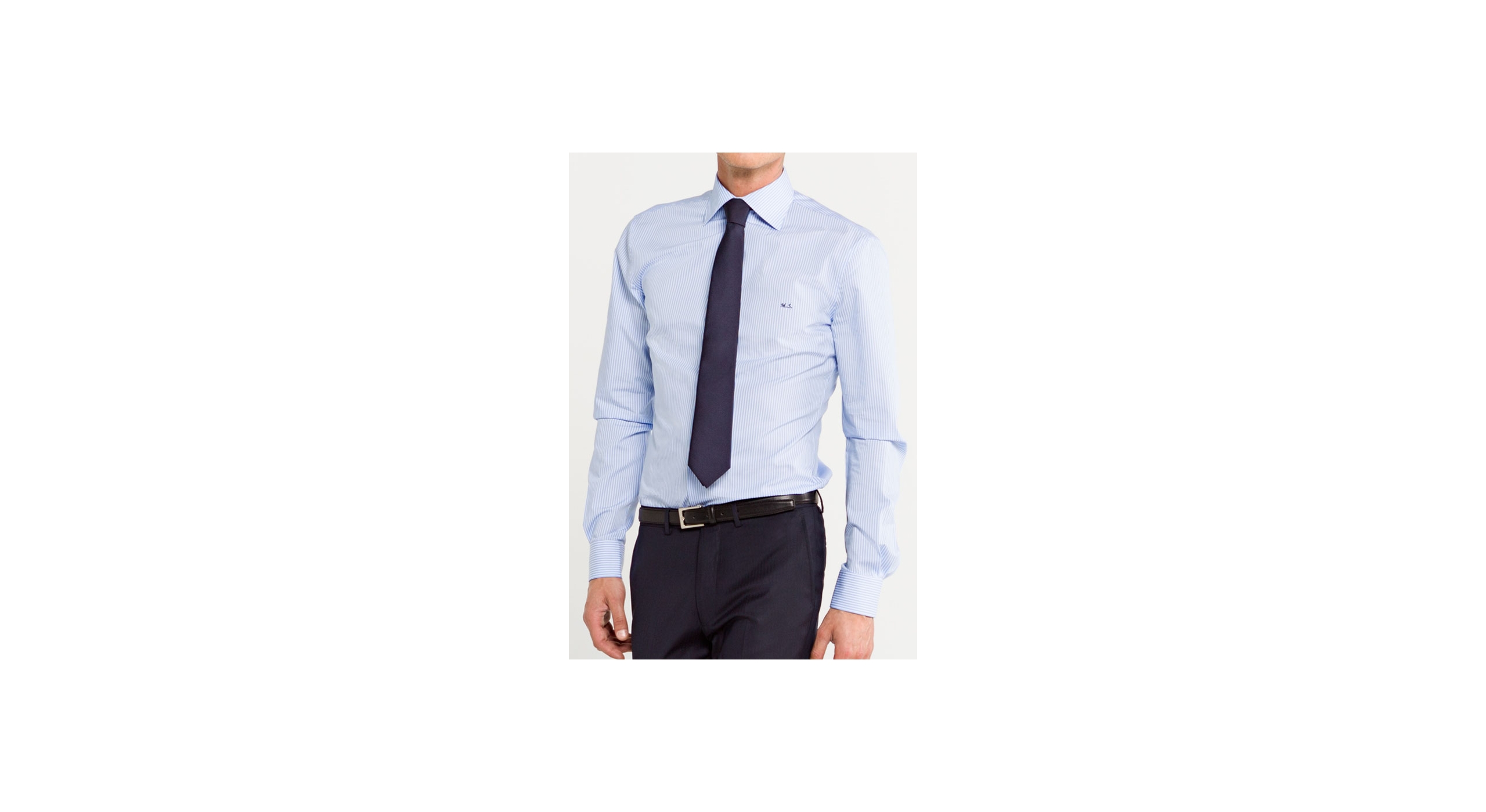 Striped Cotton Shirt With Oversized Bow Detail – Blue main image 0